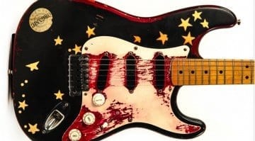 Corgan’s #2 Stratocaster. A modified, star–covered 1988 Fender AVRI Strat